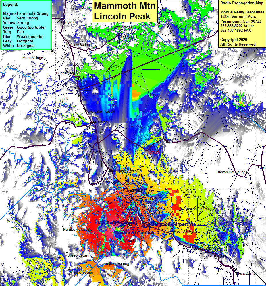 heat map radio coverage Mammoth Mtn Lincoln